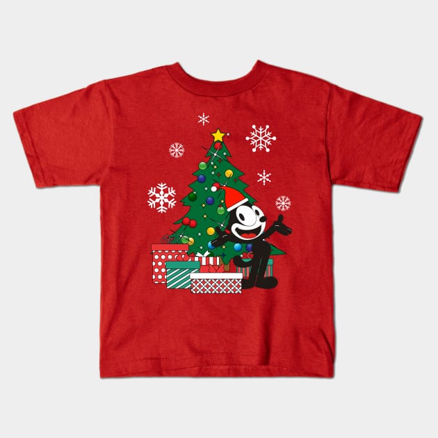 Felix The Cat Around The Christmas Tree Kids T-Shirt by Nova5